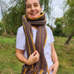 Chunky wool blend scarf, Long muffler, Striped rough knitted ribbed scarf, Neck wrap