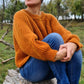 Oversized cropped sweater with volume sleeve in orange
