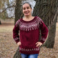 Red oversized Icelandic Lopapeysa jumper, Fair Isle Alpaca sweater