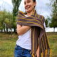 Chunky wool blend scarf, Long muffler, Striped rough knitted ribbed scarf, Neck wrap