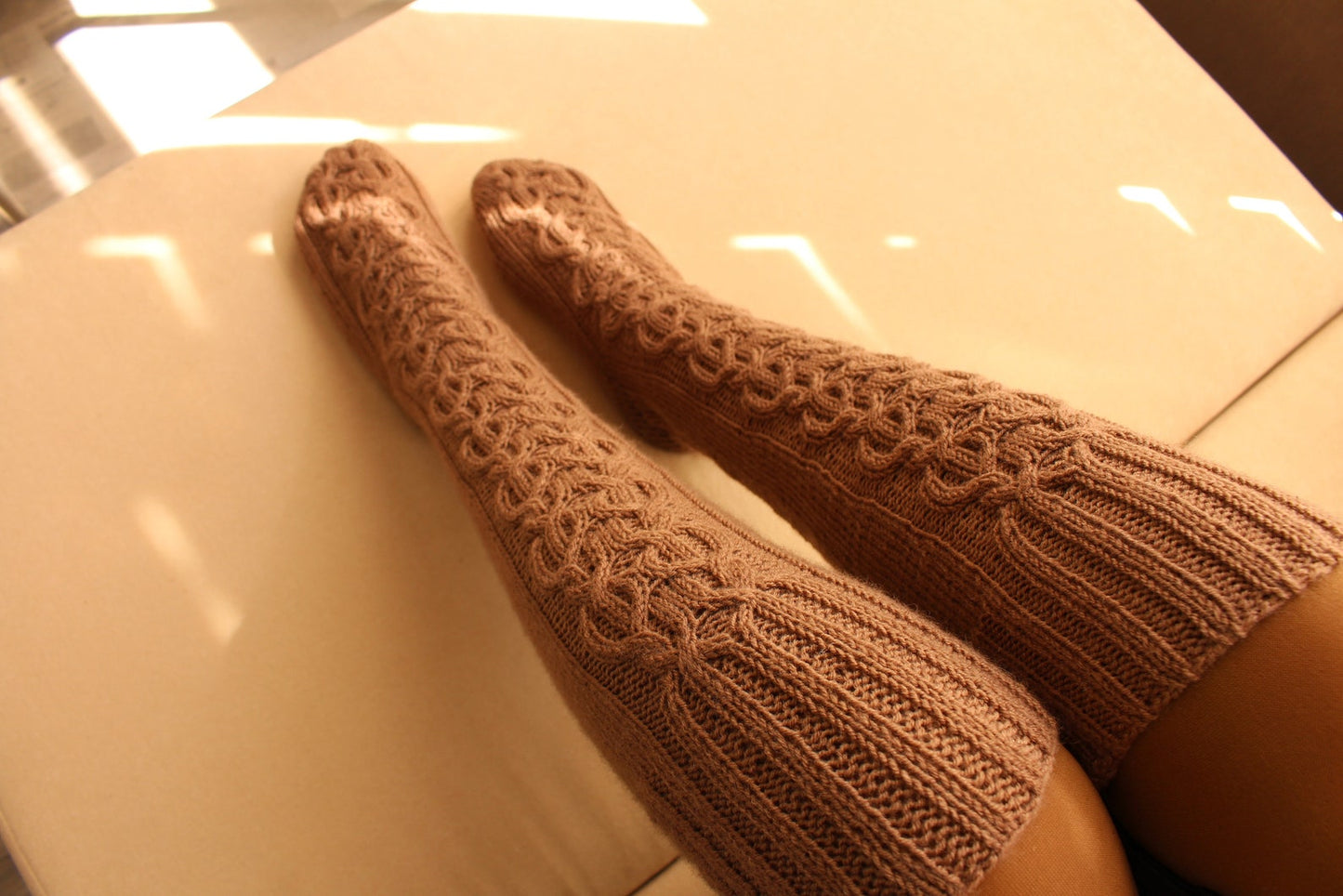 Knee-high braided socks