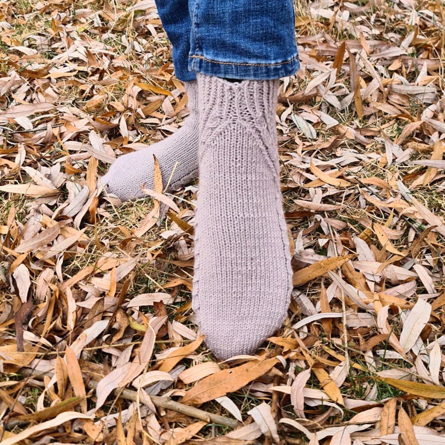 Cozy patterned socks with a designer heel