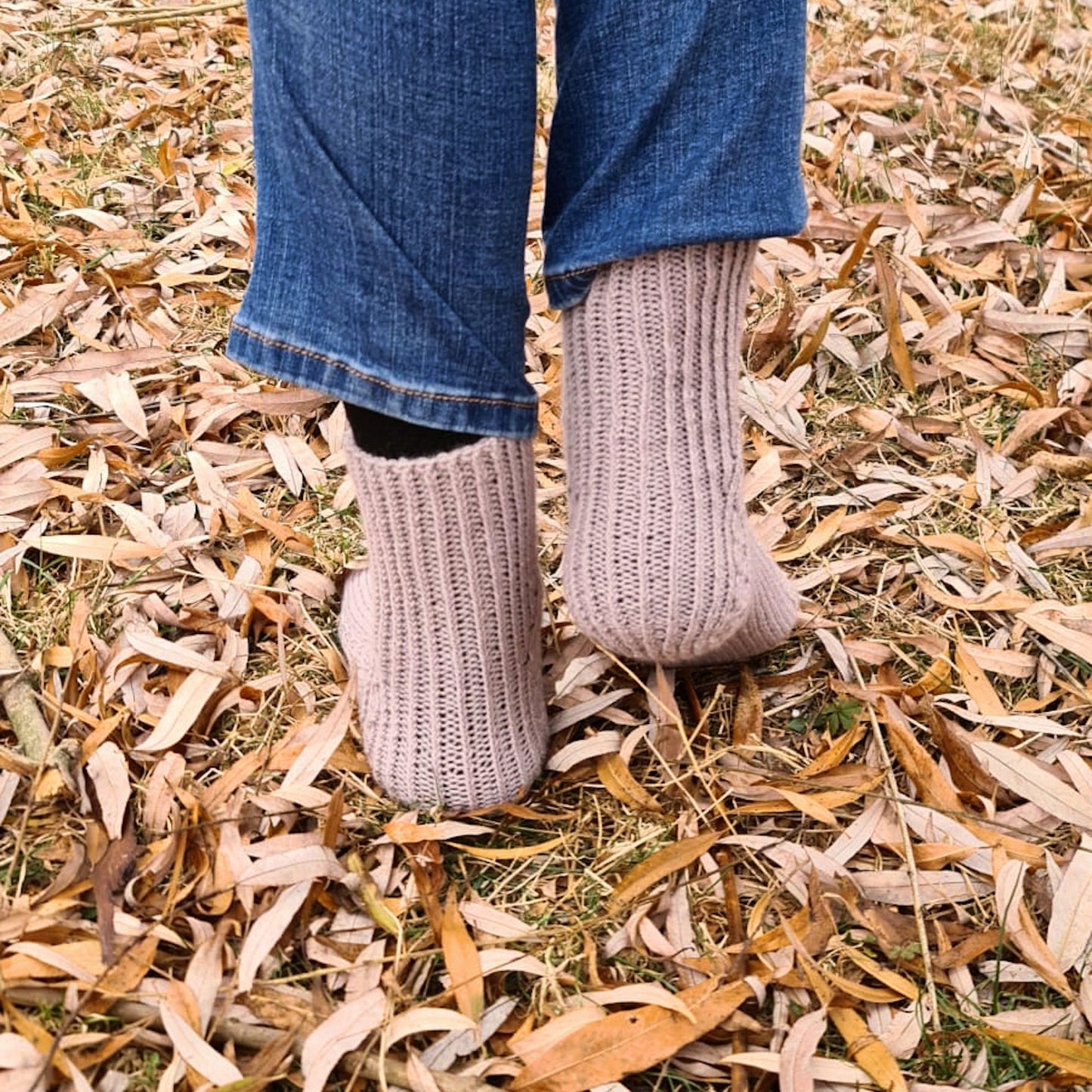 Cozy patterned socks with a designer heel