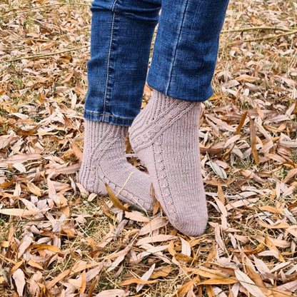 Cozy patterned socks with a designer heel