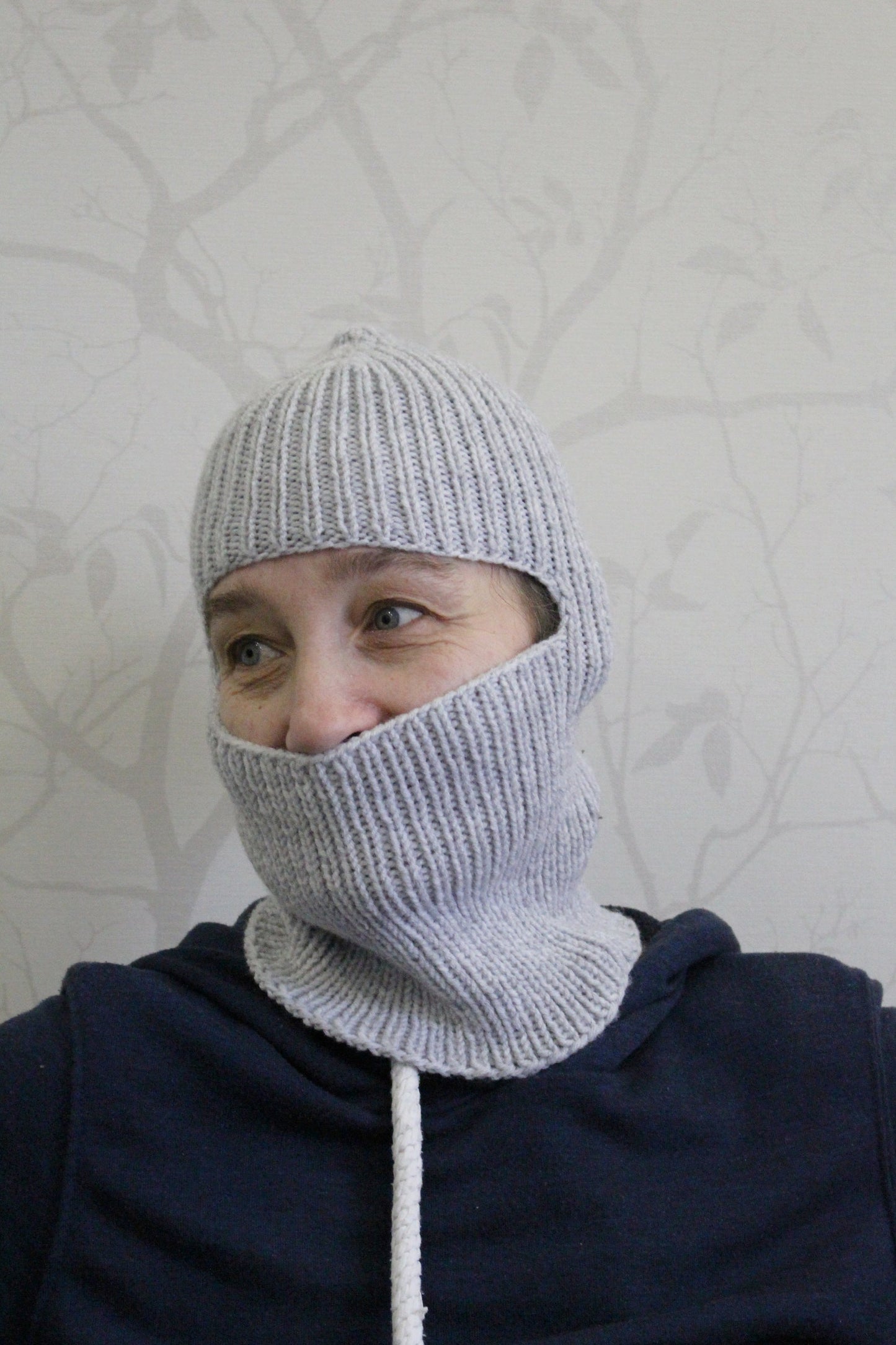 Unisex rib-knitted balaclava hat