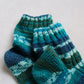 Comfy striped knitted socks, Virgin wool socks, Multicolor cold-weather socks