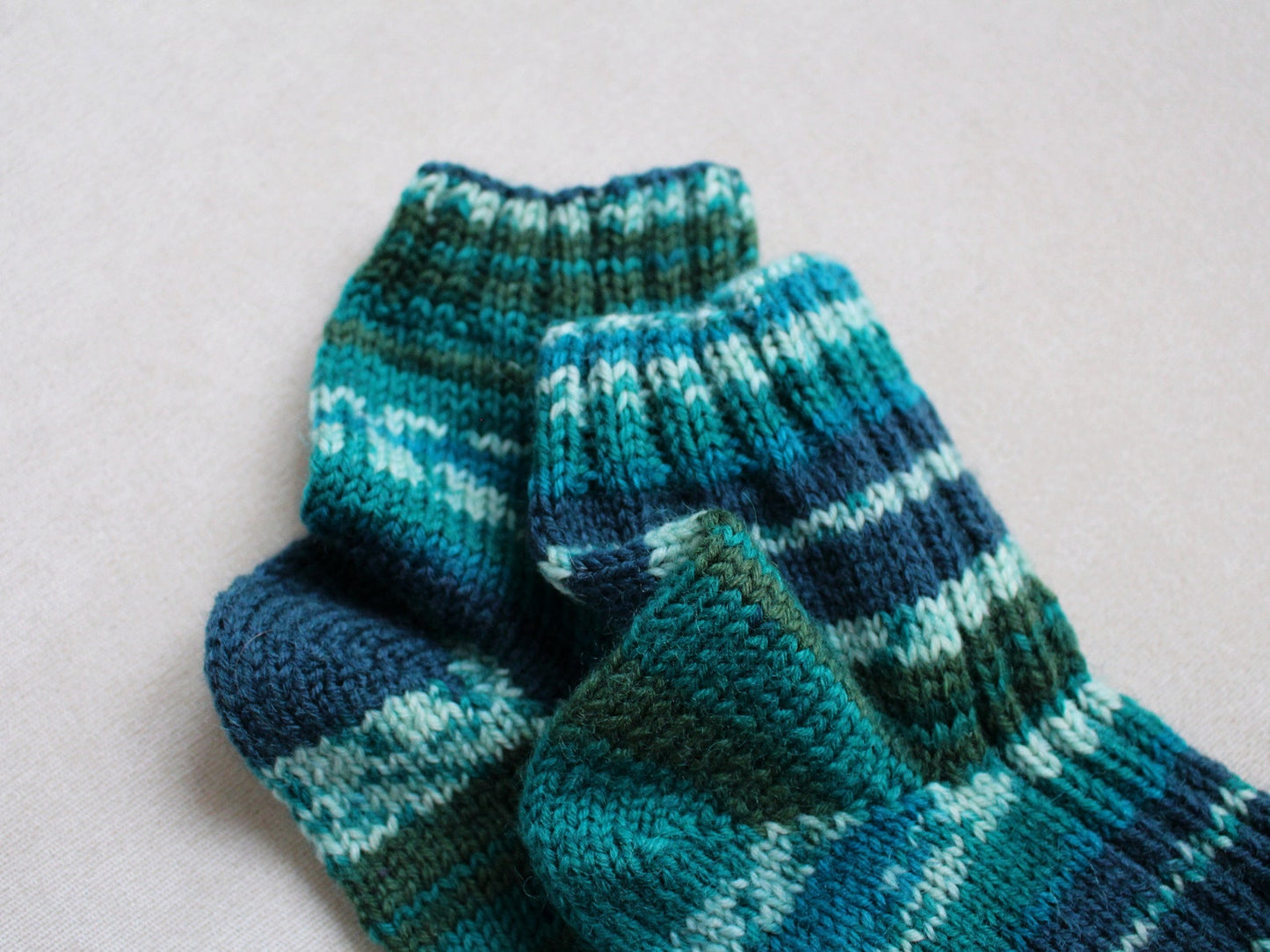 Comfy striped knitted socks, Virgin wool socks, Multicolor cold-weather socks