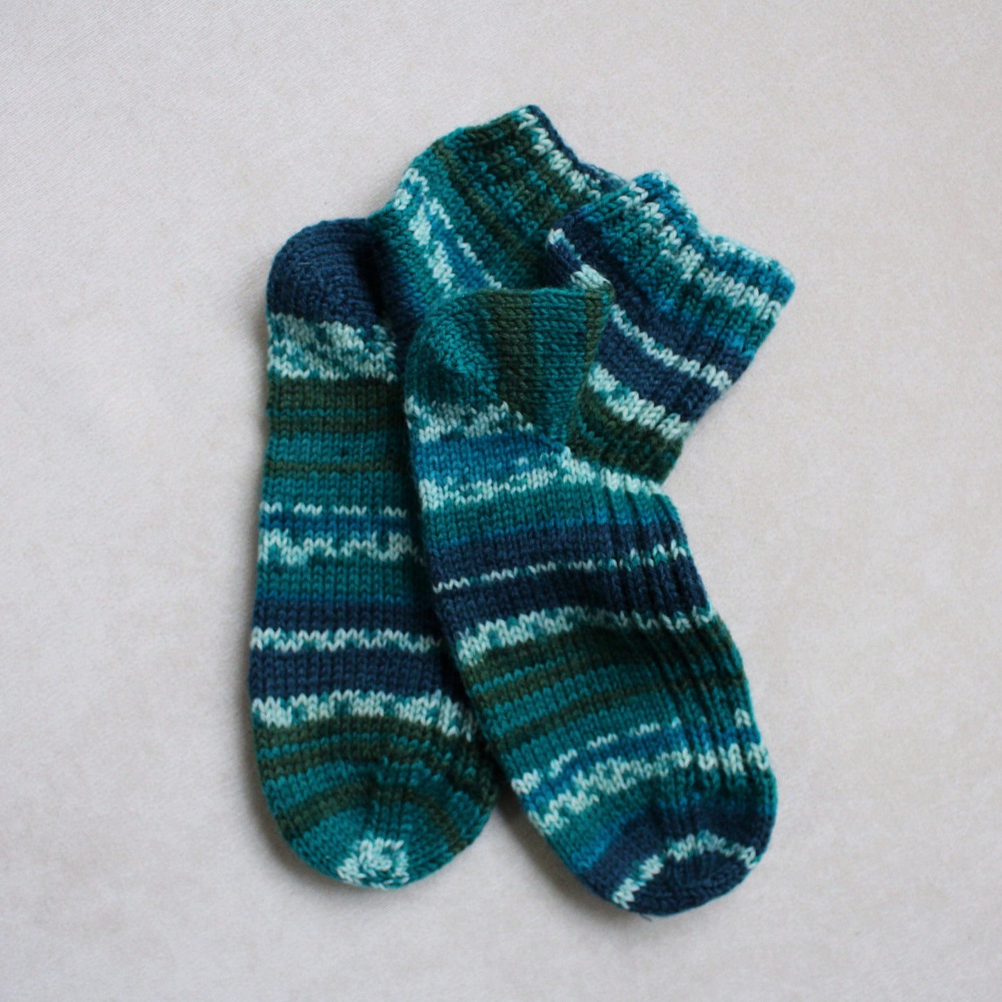 Comfy striped knitted socks, Virgin wool socks, Multicolor cold-weather socks