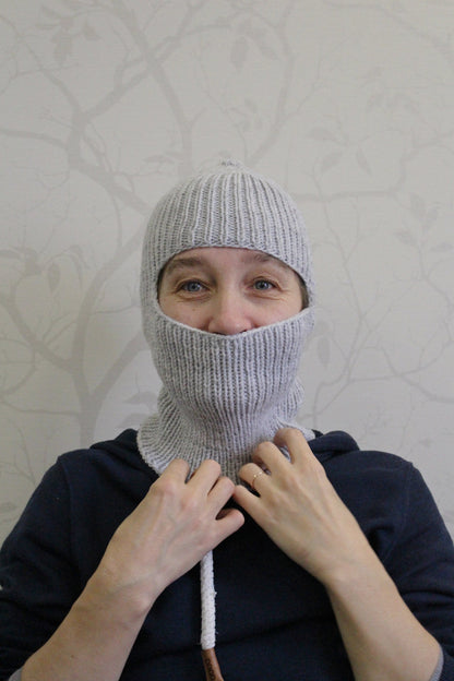 Unisex rib-knitted balaclava hat