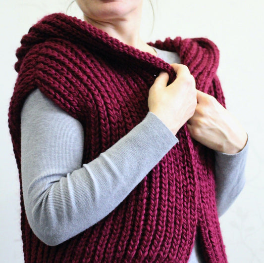 Oversized Chunky Knit Hooded Cardigan Cropped Sweater