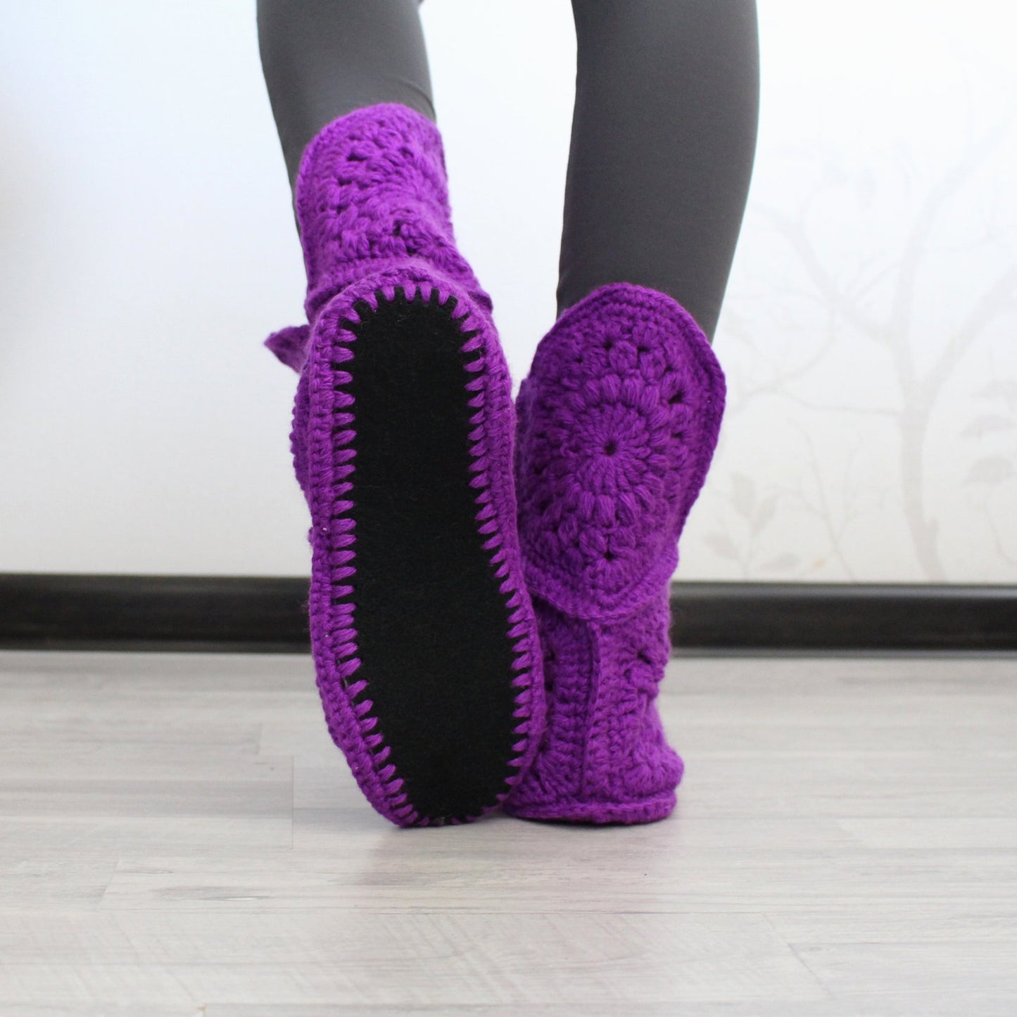 Crochet slipper boots