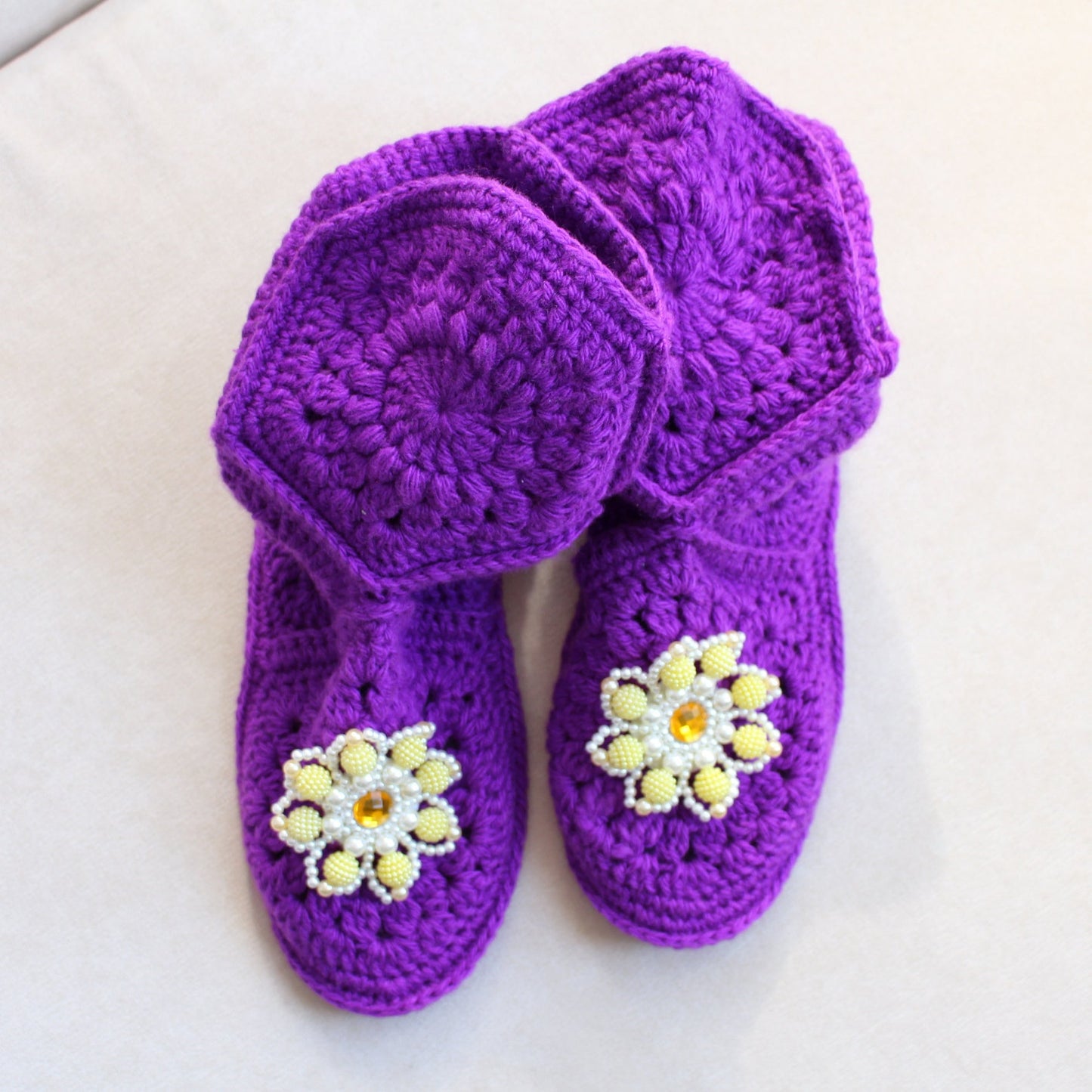 Crochet slipper boots