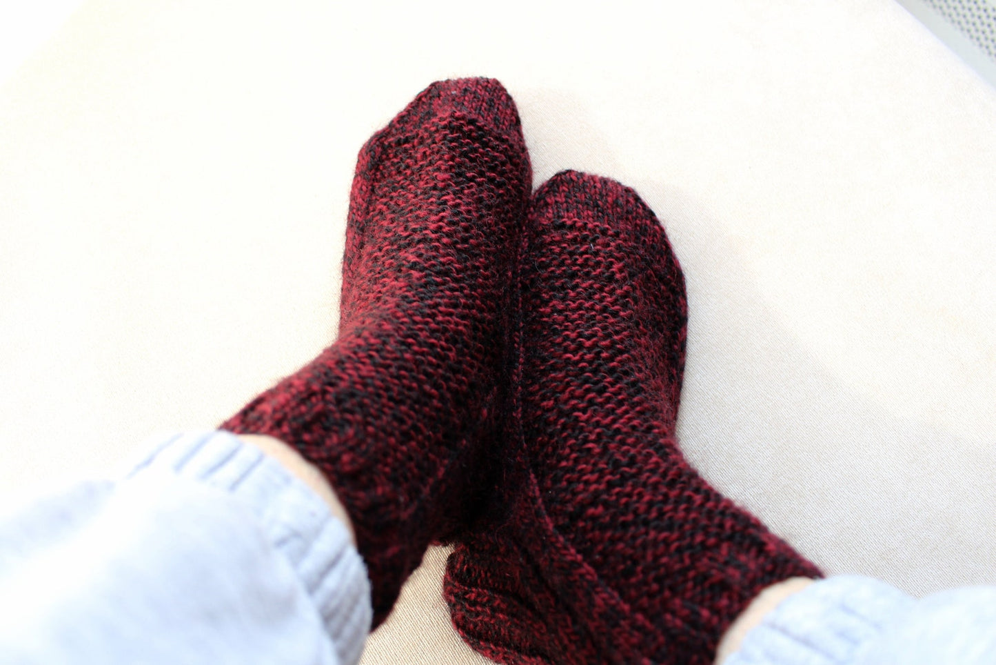 Wide-calf wool blend socks, Chunky bed socks, Socks for swollen feet