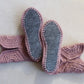 Woman crochet home boots