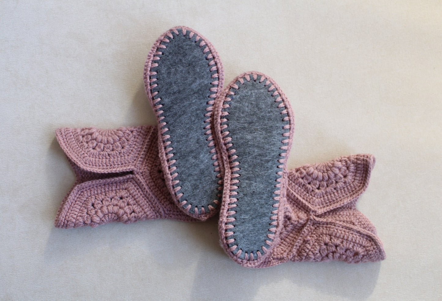 Woman crochet home boots