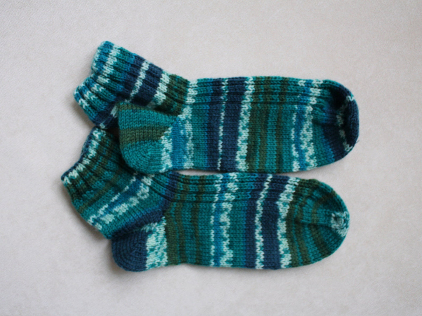 Comfy striped knitted socks, Virgin wool socks, Multicolor cold-weather socks