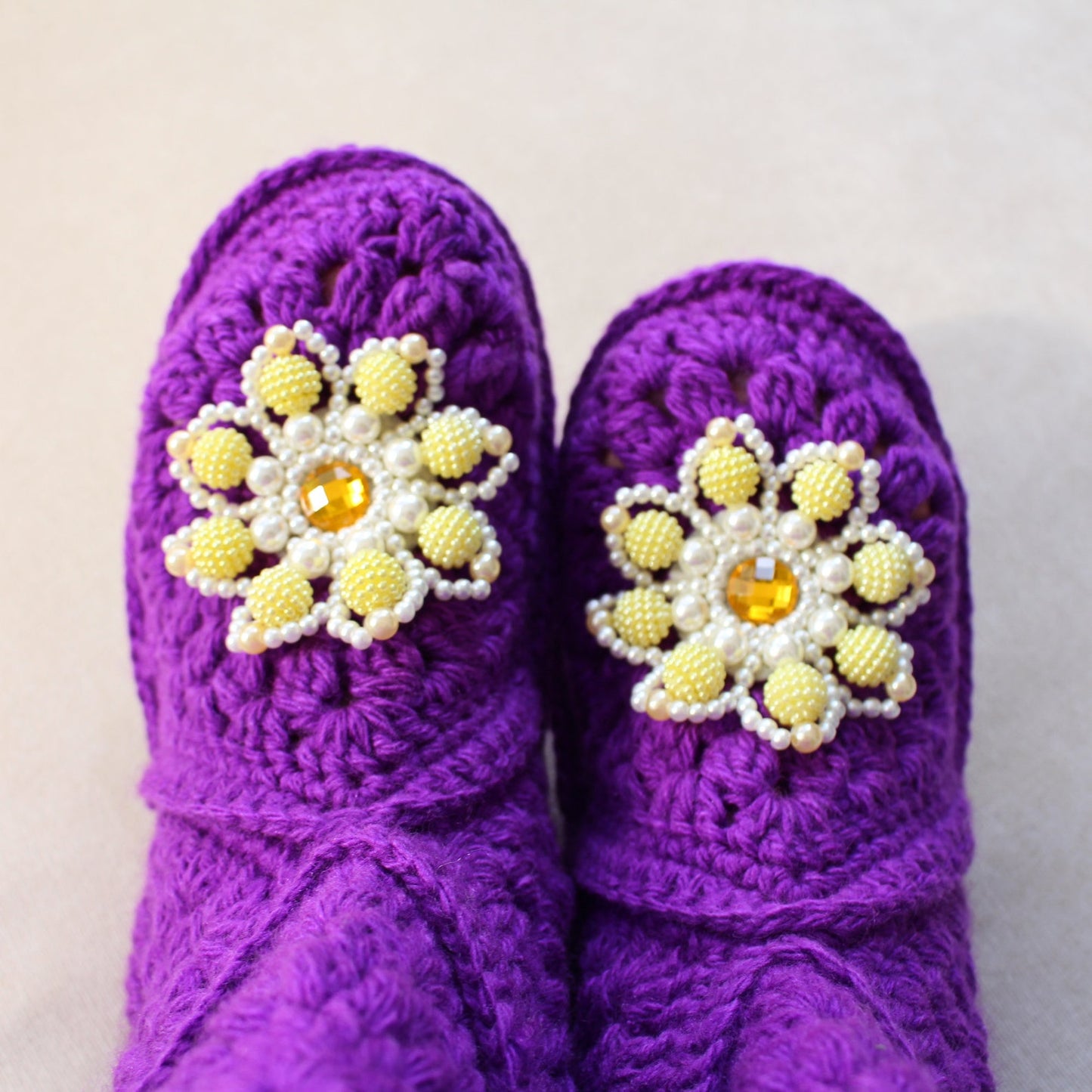 Crochet slipper boots