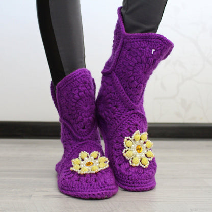 Crochet slipper boots