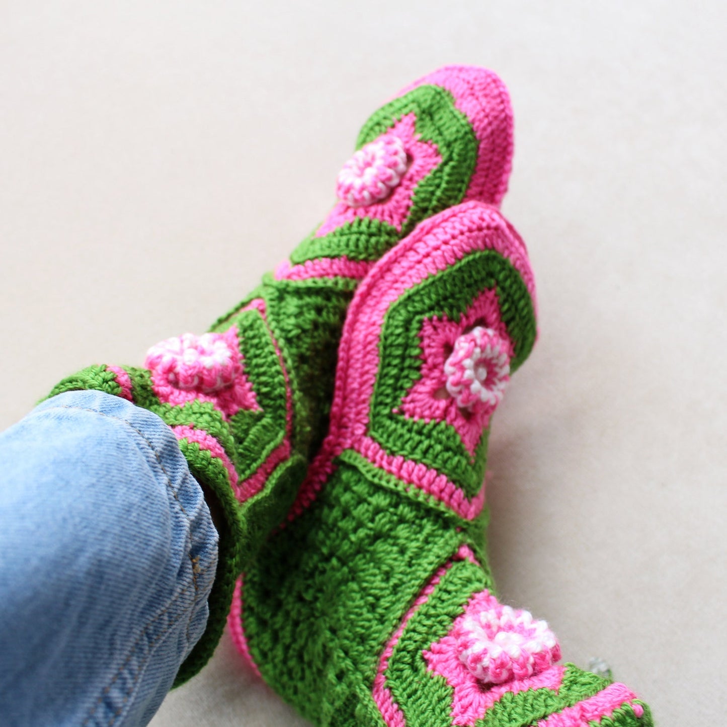 Mid-calf home slipper boots in green