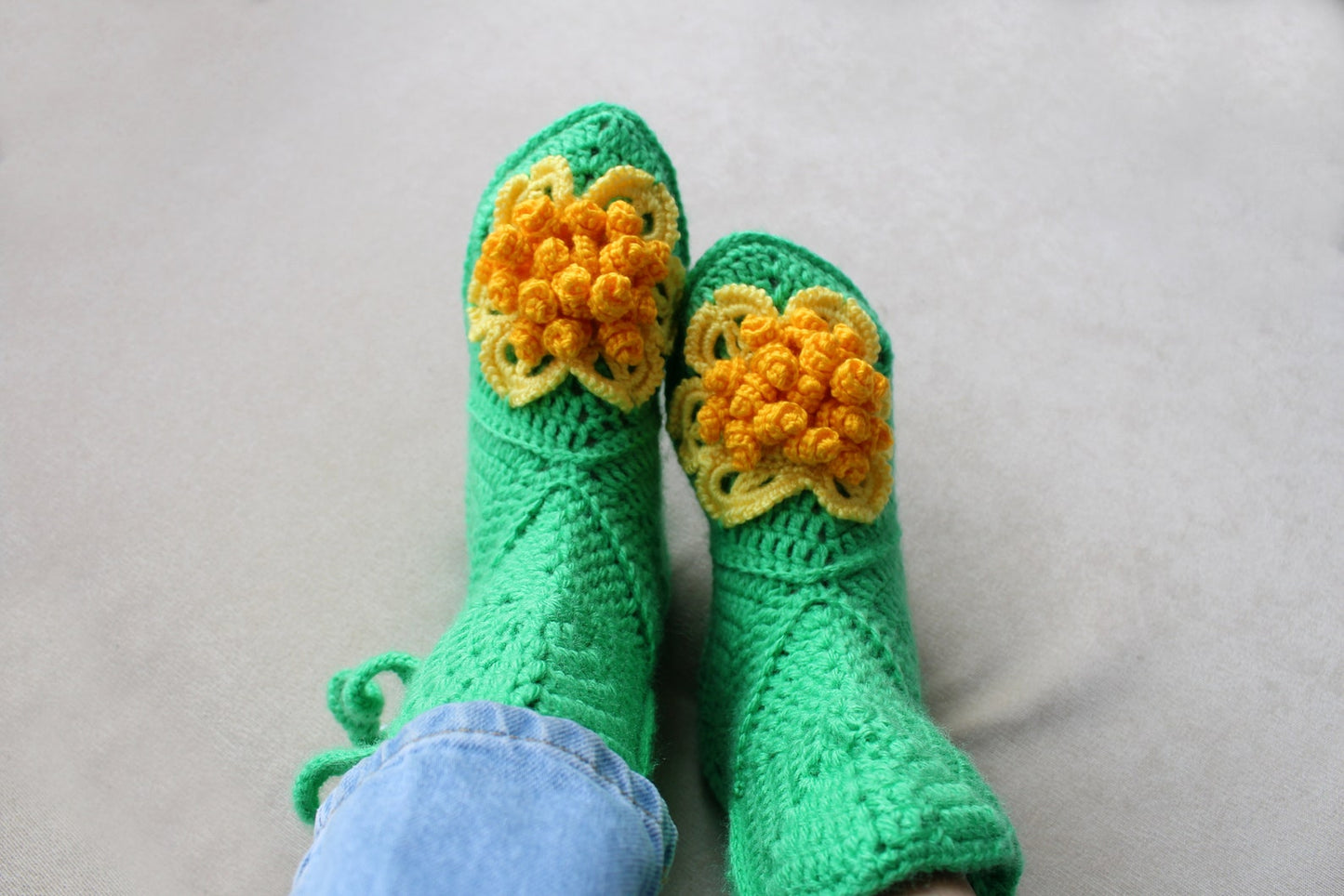 Crochet slipper boots with soles, Soft girl aesthetic home shoes