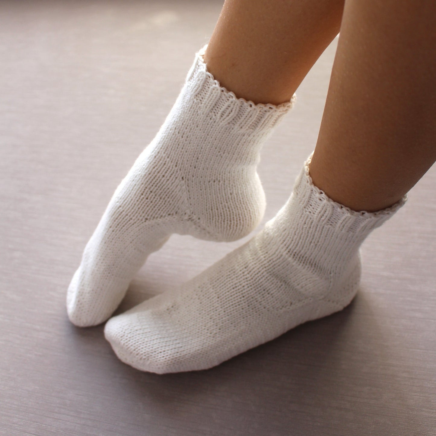 Breathable soft cotton socks, White Peach knitted socks, Moisture wicking socks