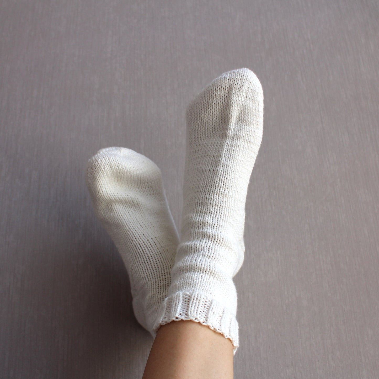 Breathable soft cotton socks, White Peach knitted socks, Moisture wicking socks