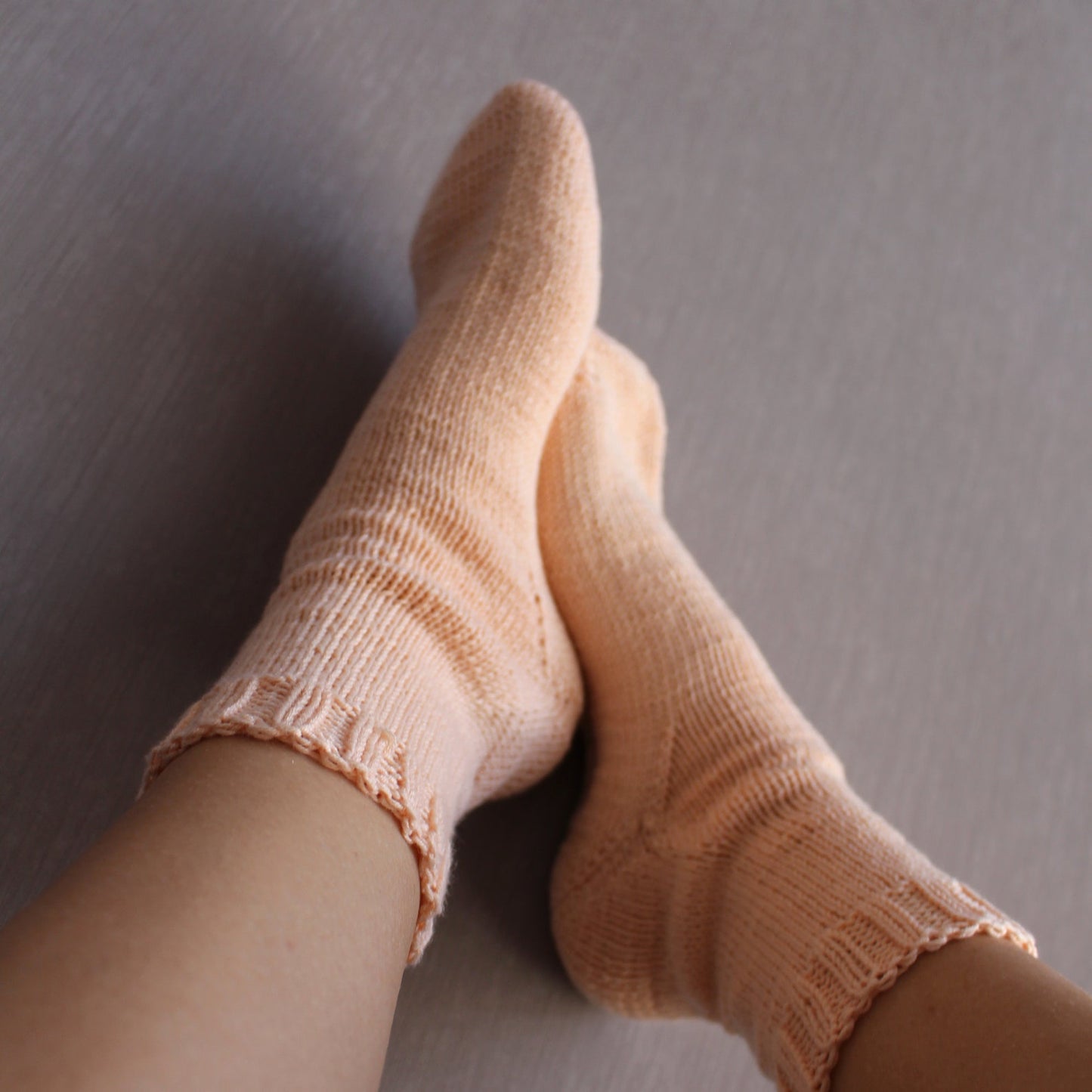 Breathable soft cotton socks, White Peach knitted socks, Moisture wicking socks