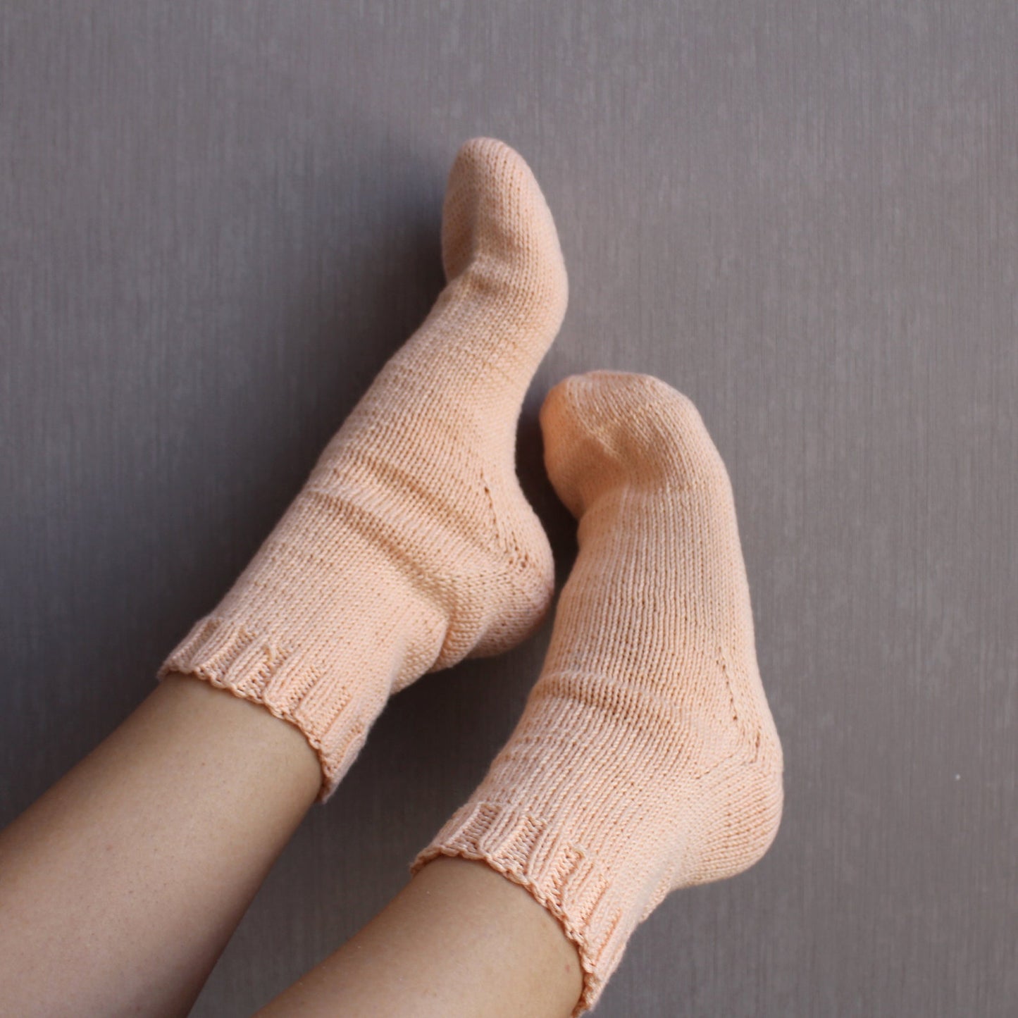 Breathable soft cotton socks, White Peach knitted socks, Moisture wicking socks