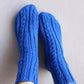 Blue Large Size Socks, Men's Socks for Large Feet, Cable Knit Wool Socks