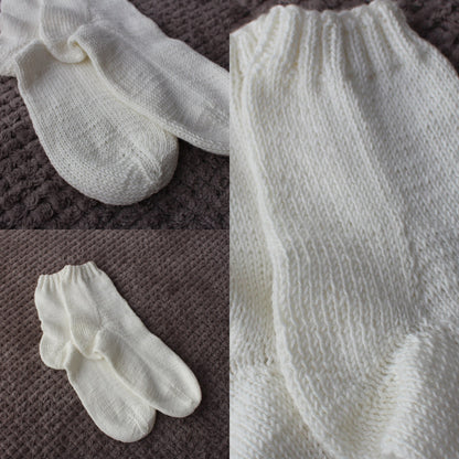 Breathable soft cotton socks, White Peach knitted socks, Moisture wicking socks