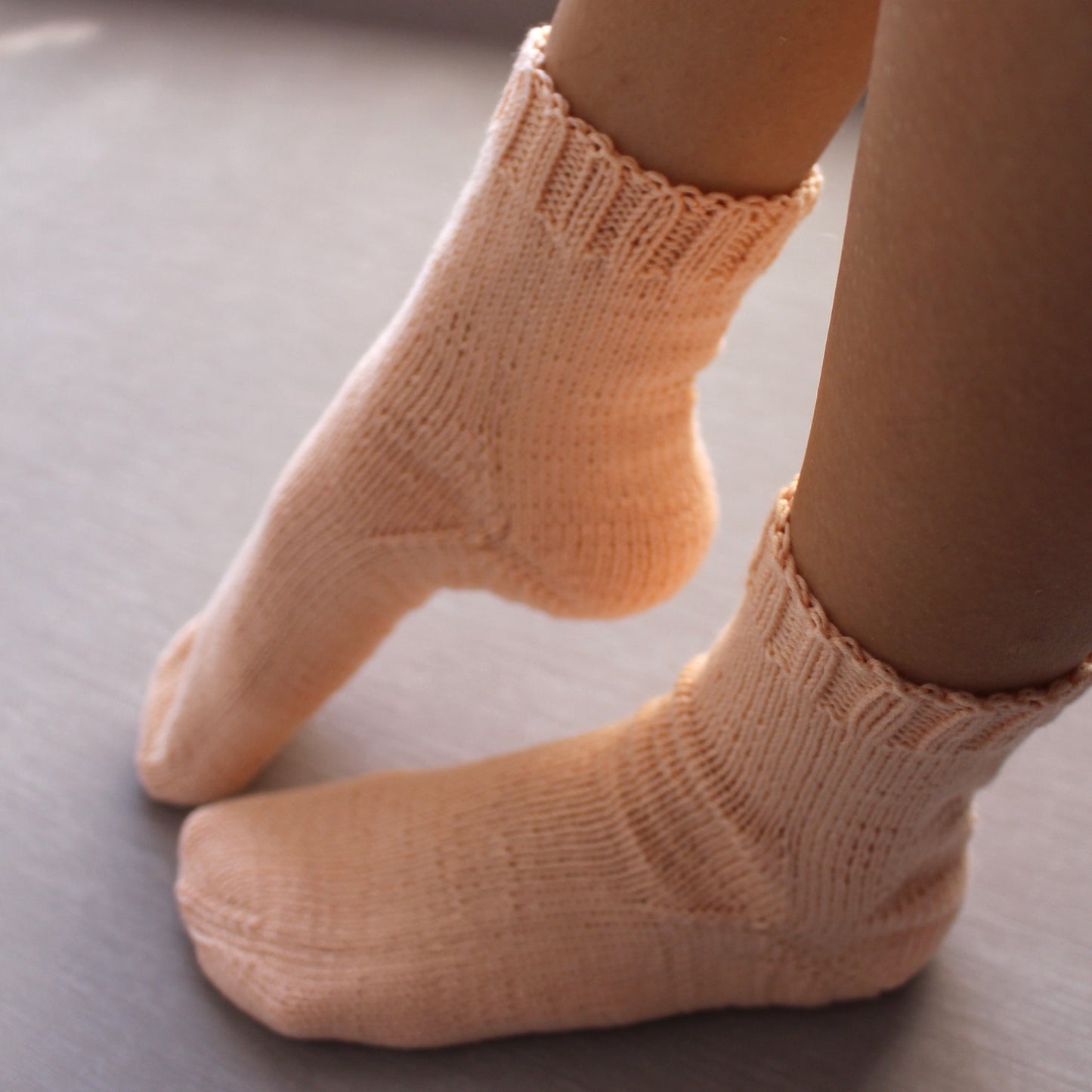 Breathable soft cotton socks, White Peach knitted socks, Moisture wicking socks