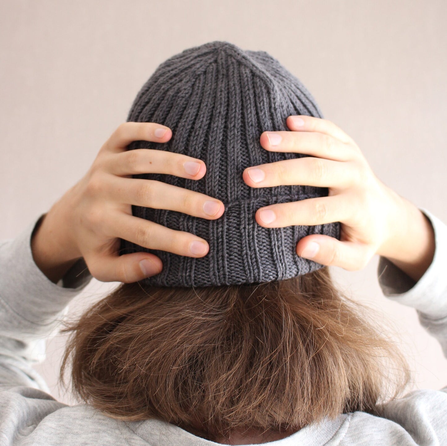 Fisherman trawler cap, Gray 100% merino beanie