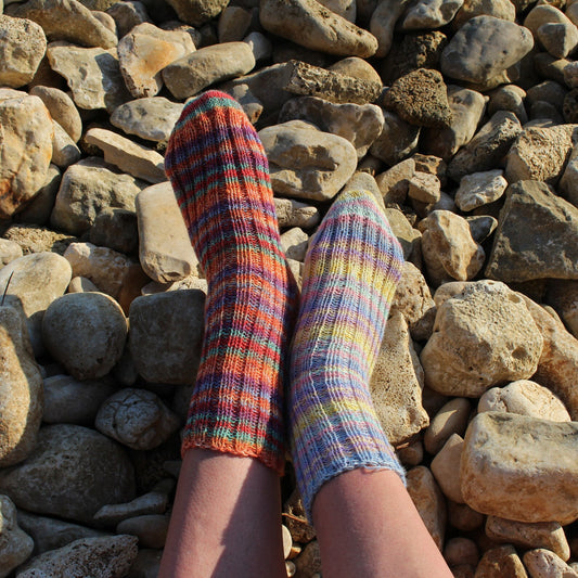 Soft Stripy Rainbow Socks, Quarter Wool Socks