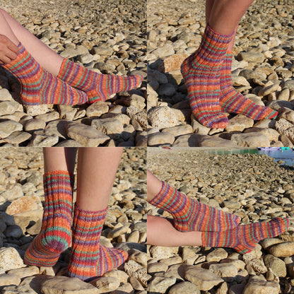 Soft Stripy Rainbow Socks, Quarter Wool Socks