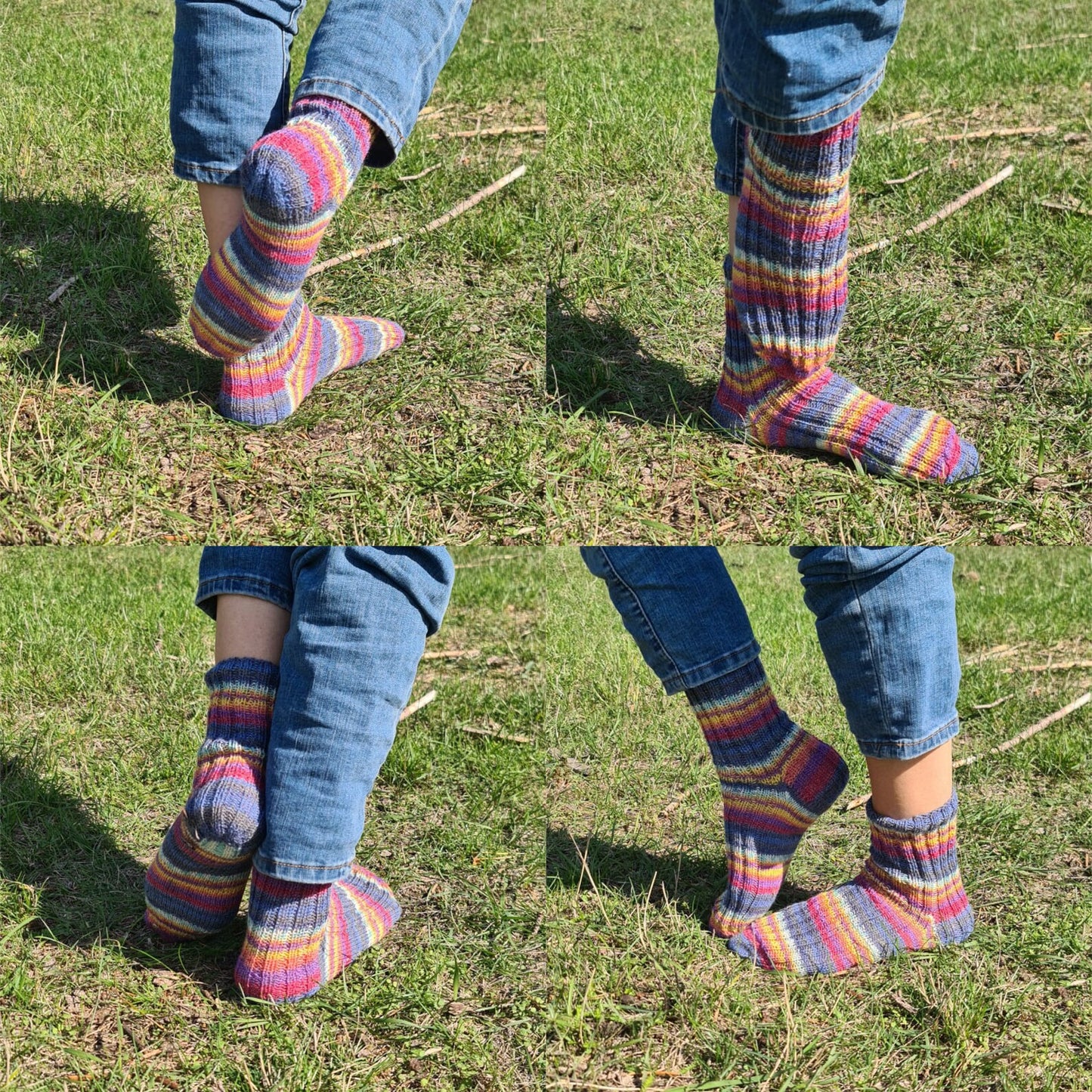 Soft Stripy Rainbow Socks, Quarter Wool Socks