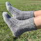 Gray wool socks with braids