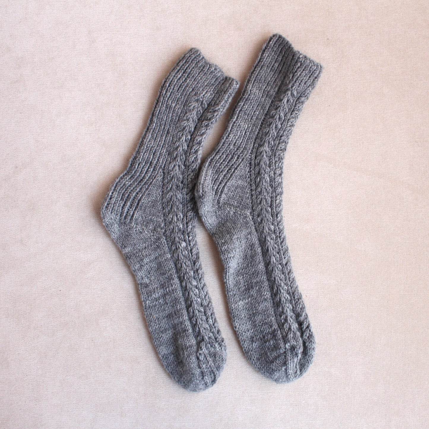 Gray wool socks with braids