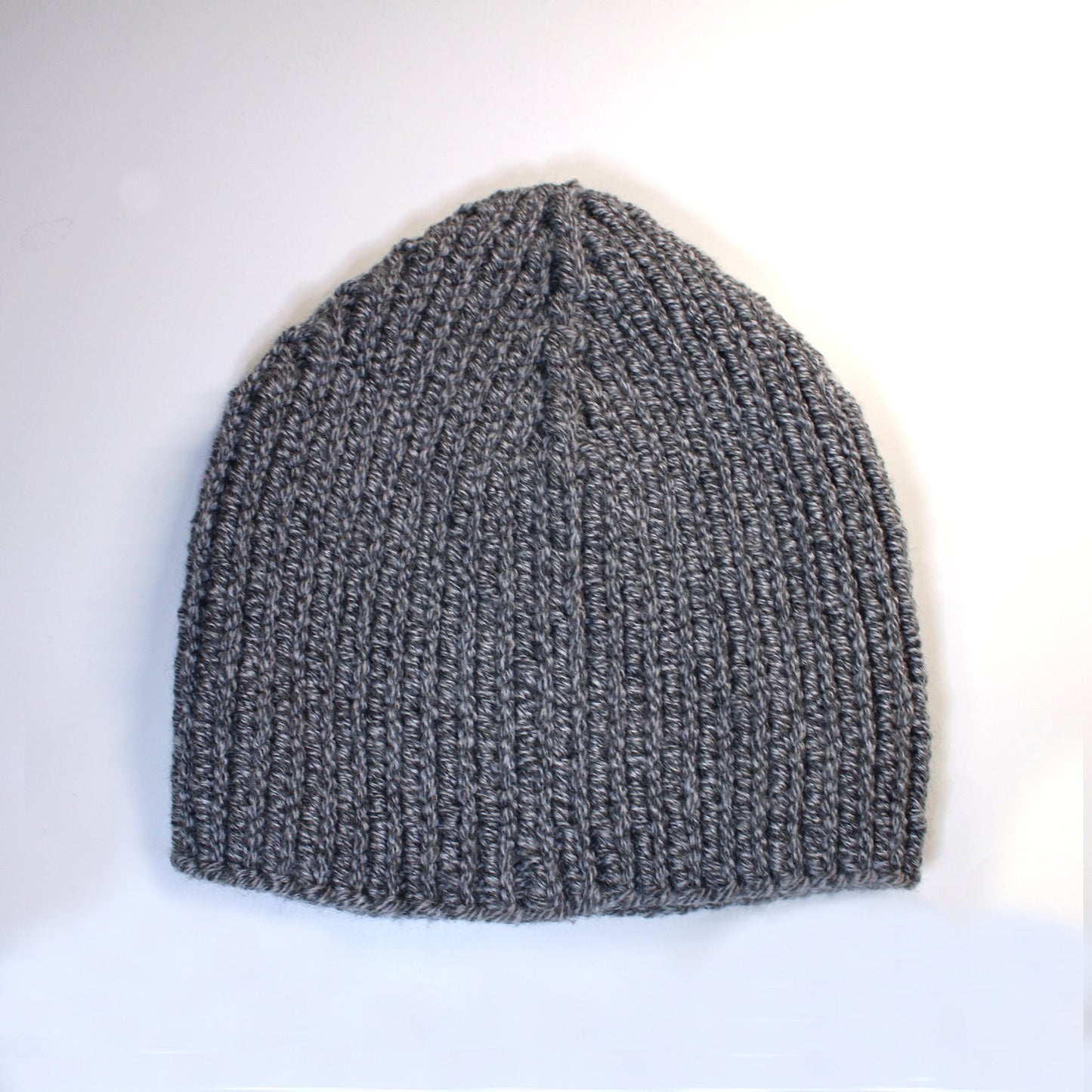 Variegated knit men's winter hat, Gray wool-blend beanie