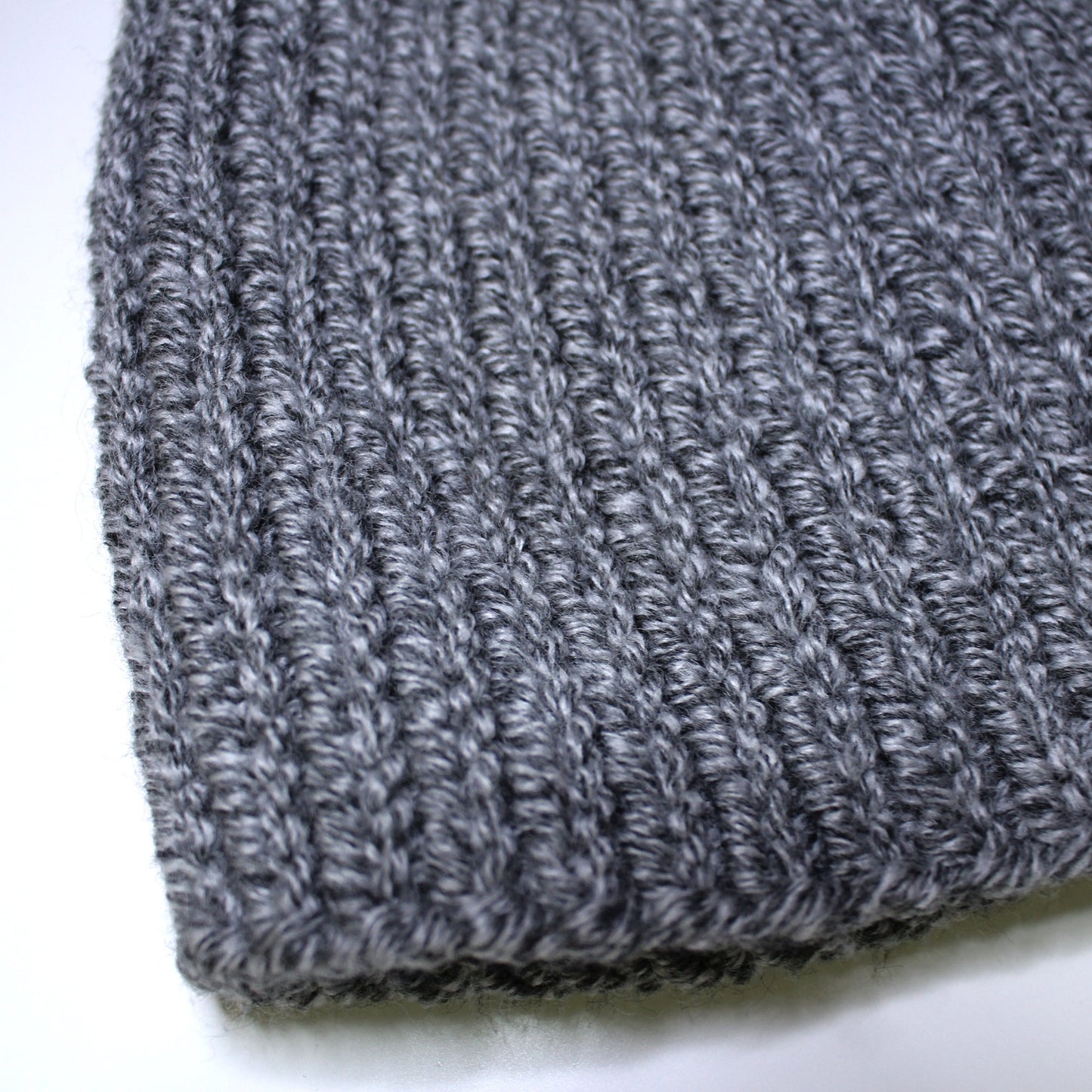 Variegated knit men's winter hat, Gray wool-blend beanie