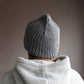 Variegated knit men's winter hat, Gray wool-blend beanie