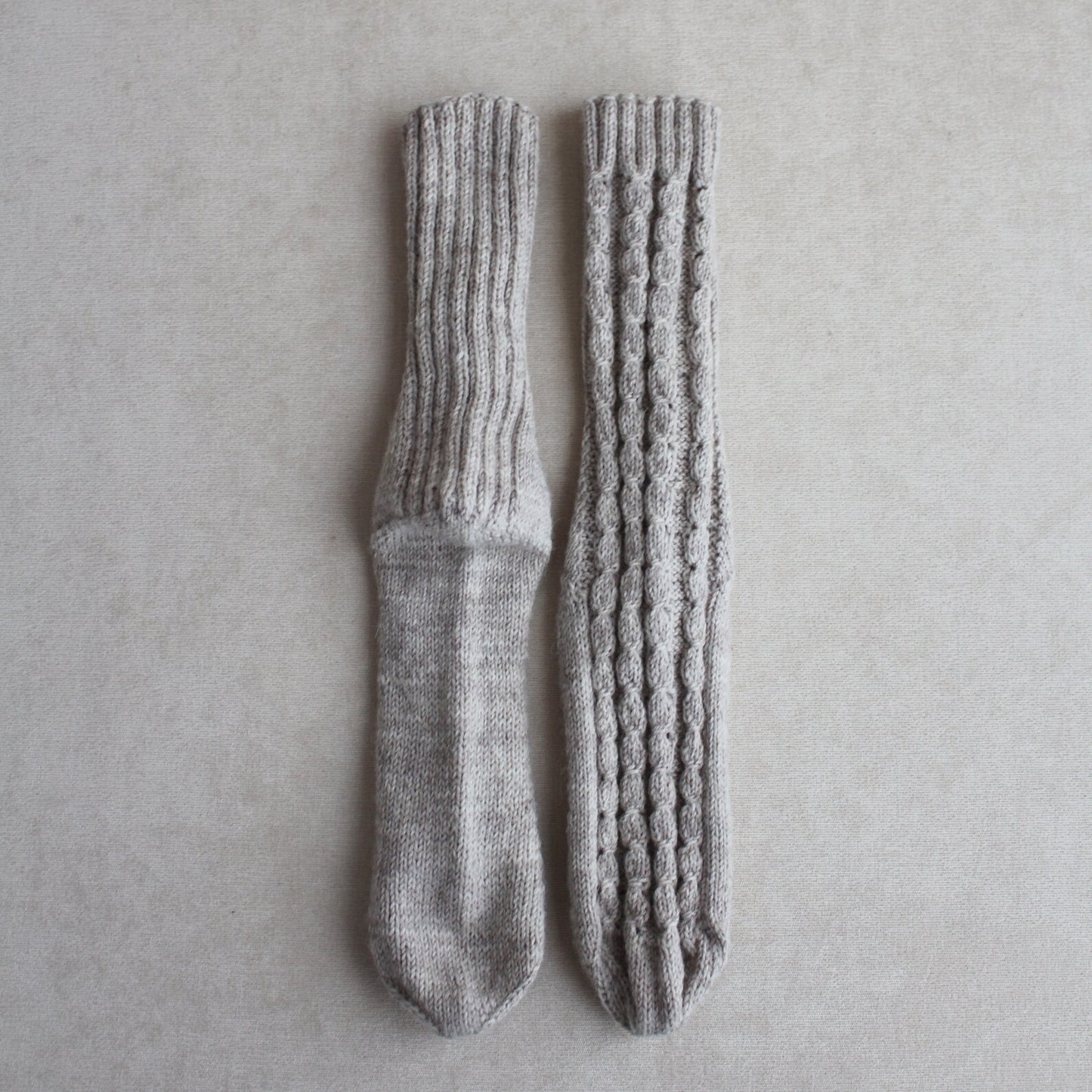 Cable beige leg warmers, Thermal winter socks