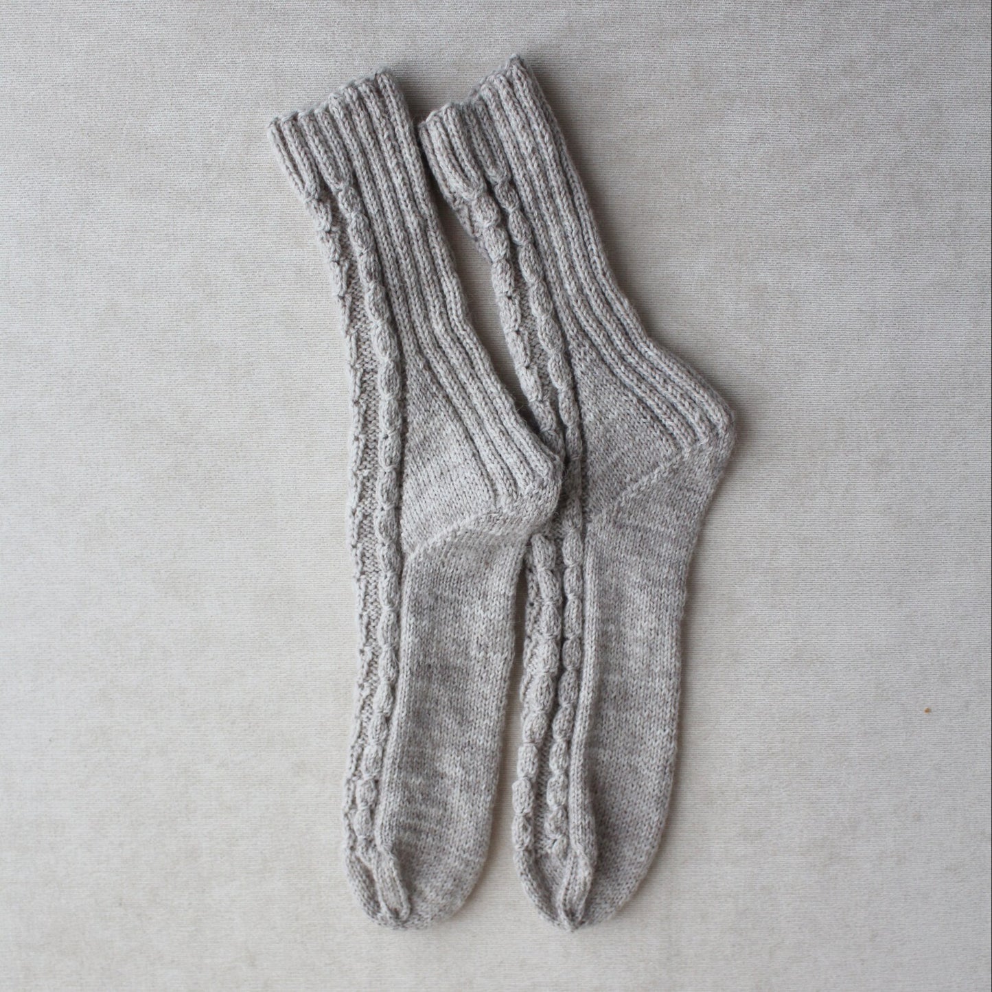 Cable beige leg warmers, Thermal winter socks