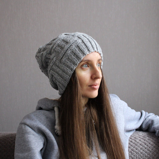 Wool dreadlock tam hat, Slouchy oversized beanie