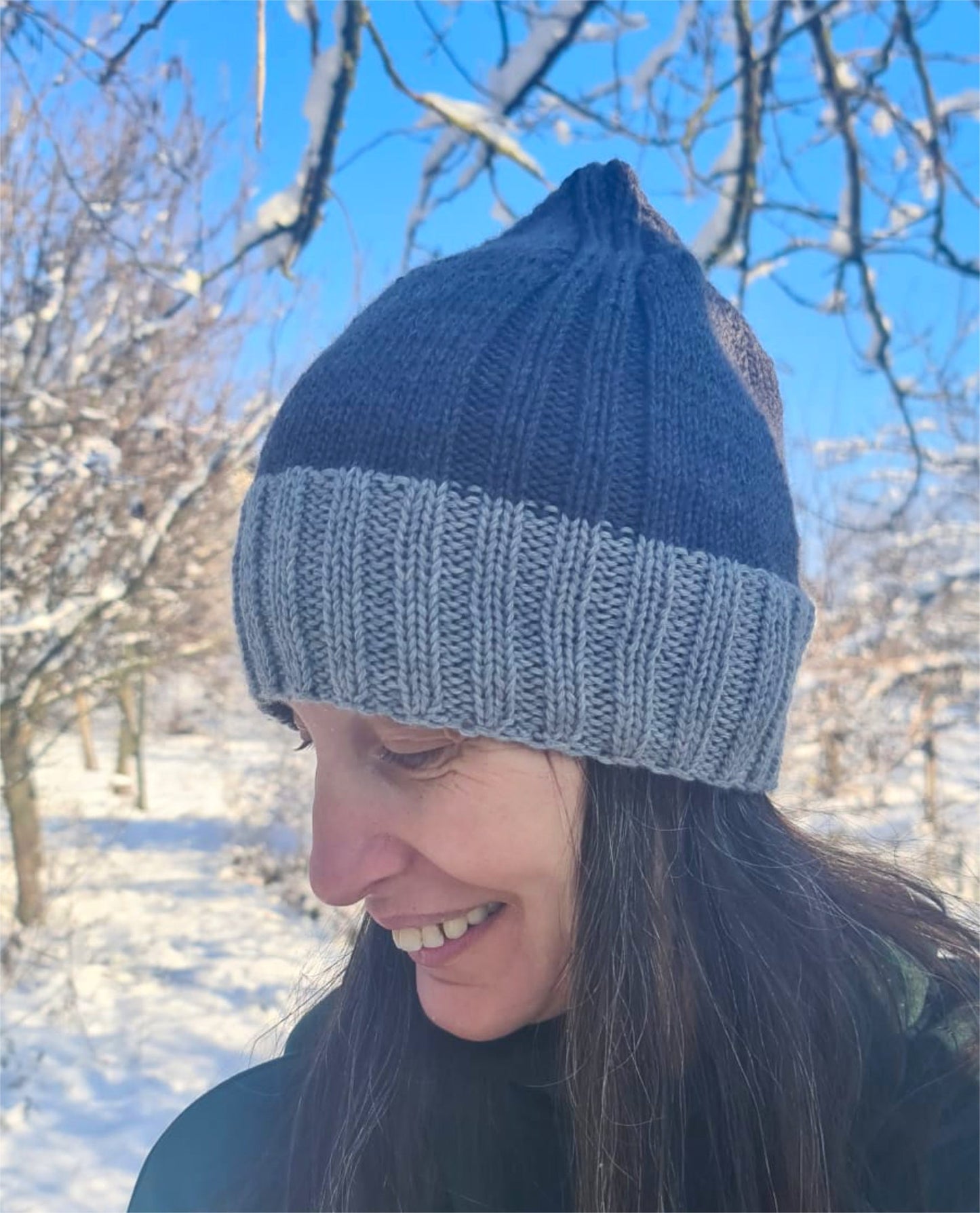 Two tone 100% extra-fine merino beanie, Stretchy warm hat