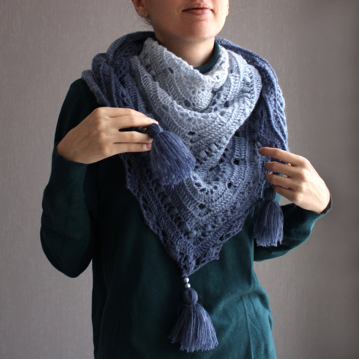 Gradient angora lace shawl