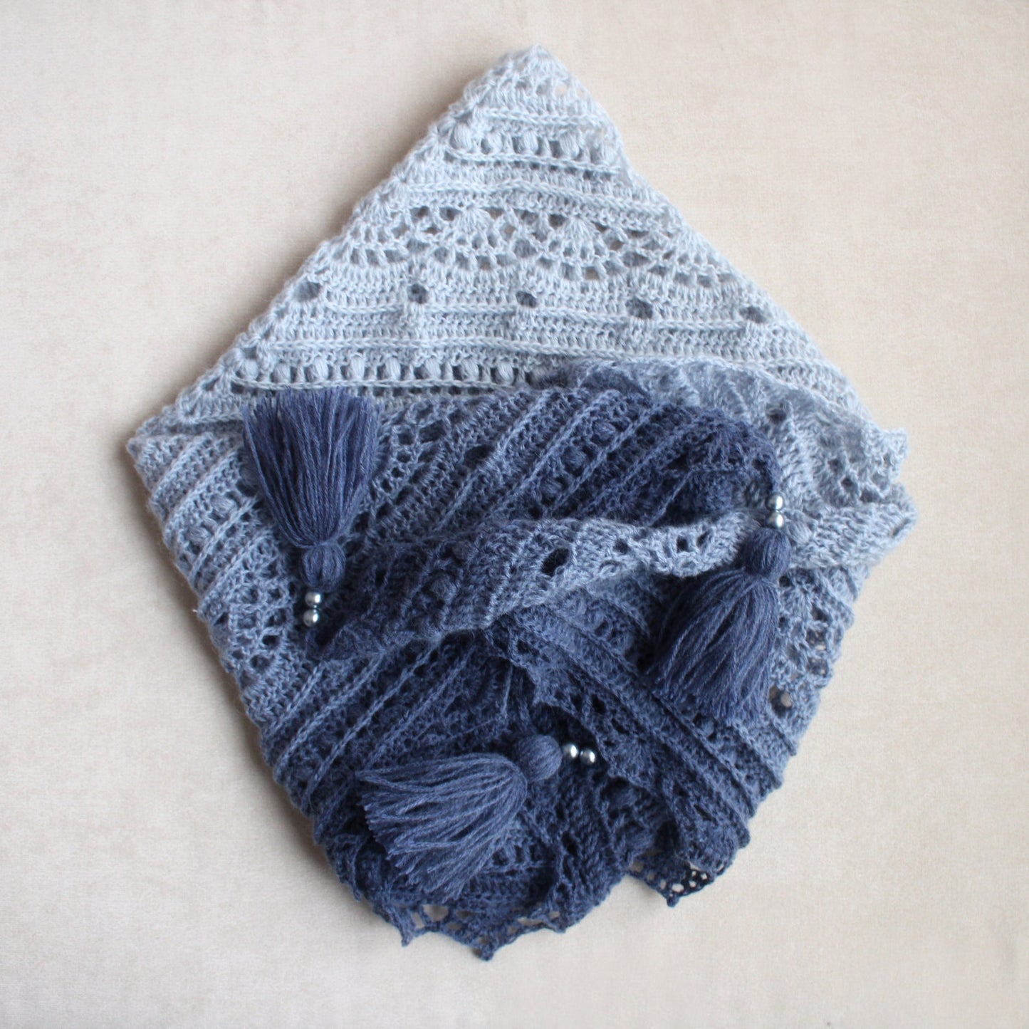 Gradient angora lace shawl