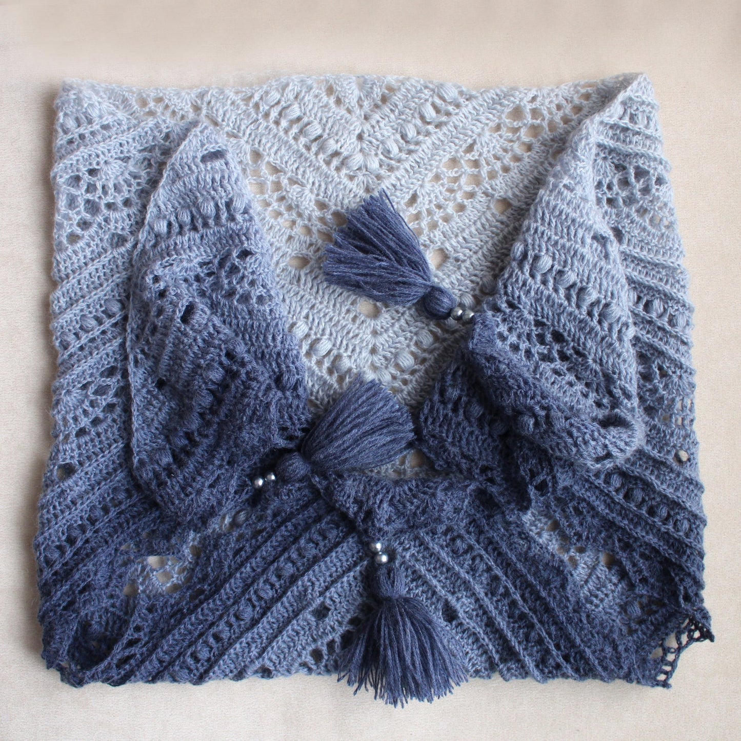 Gradient angora lace shawl