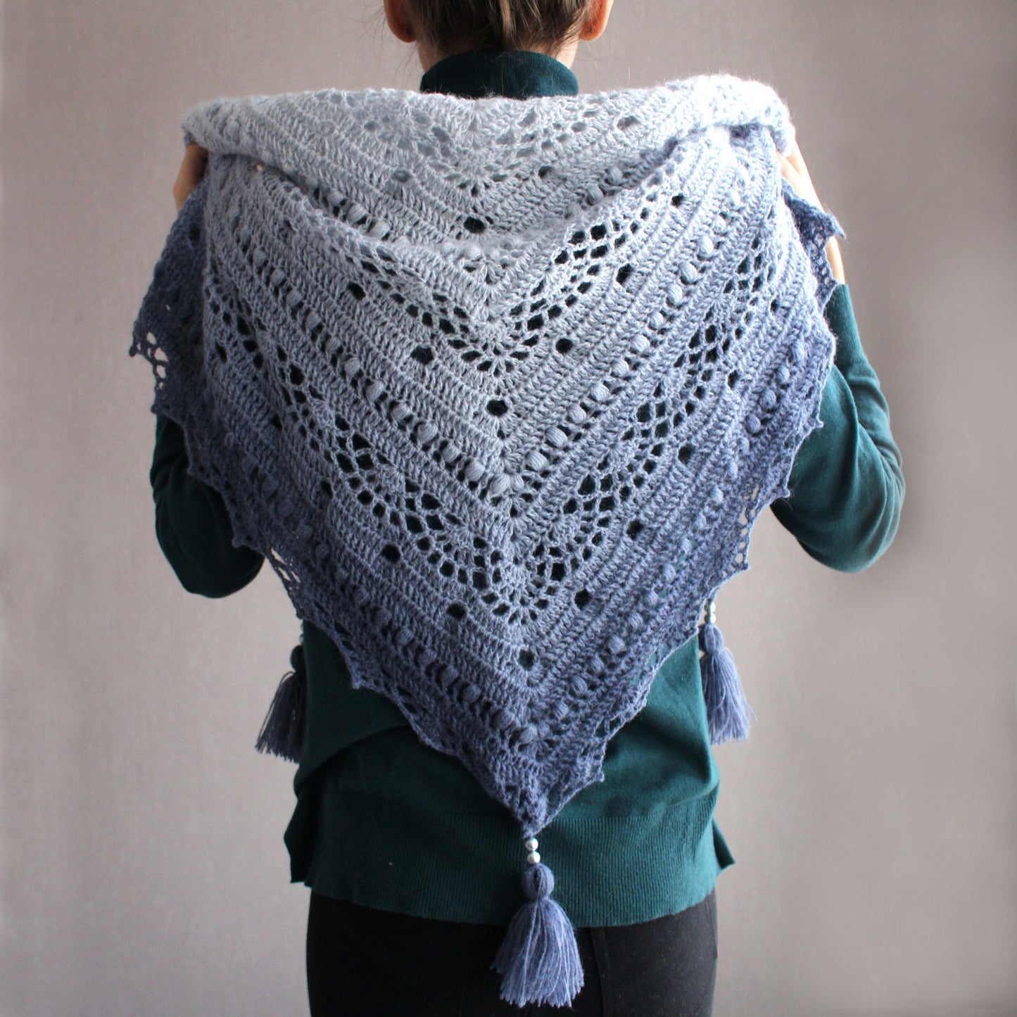 Gradient angora lace shawl