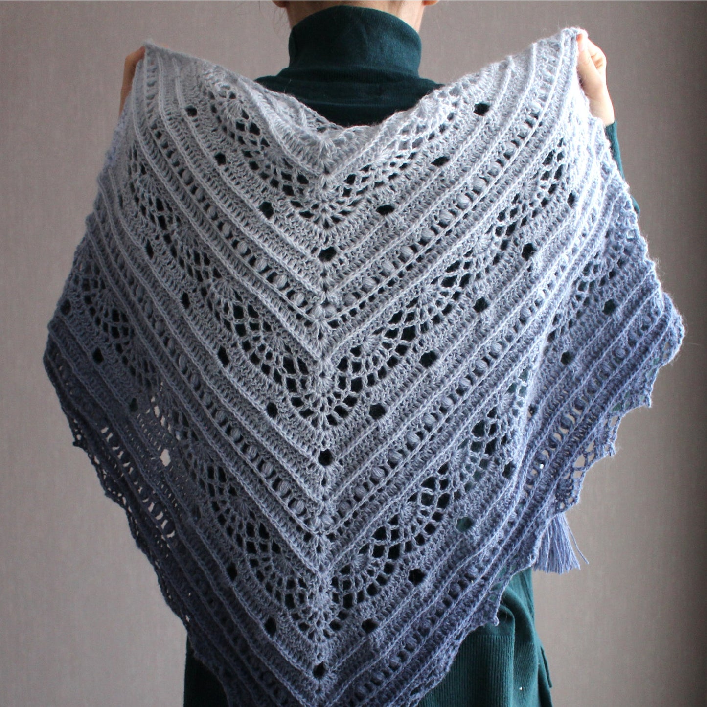 Gradient angora lace shawl