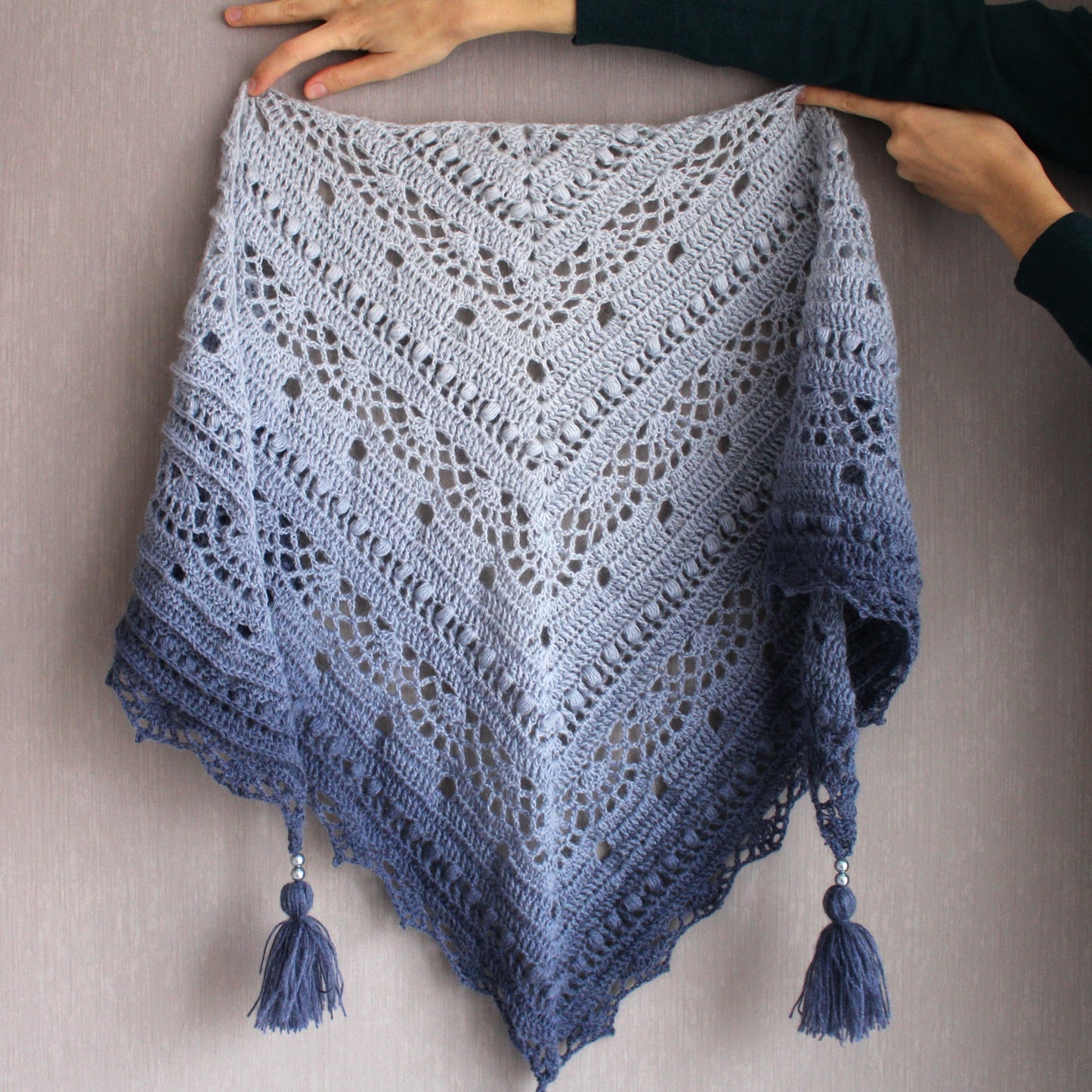 Gradient angora lace shawl